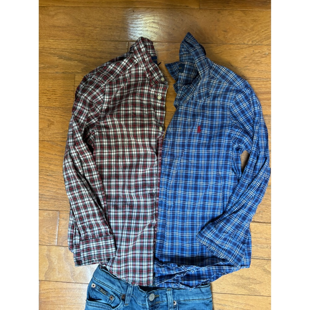 Polo Ralph Lauren Boys Lot 3pc Plaid Shirts & Hampton Straight Jeans Size 7 - Picture 4 of 9